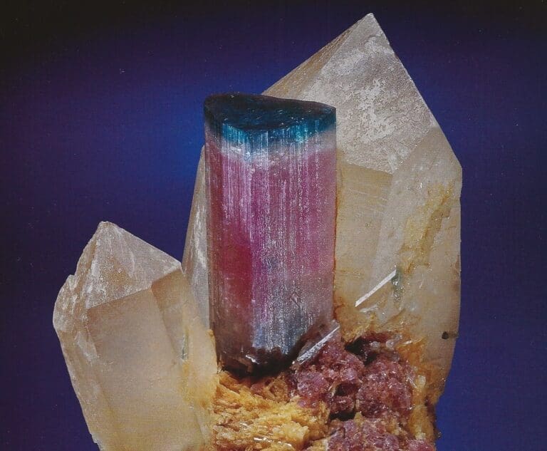 Colorful semi-precious stones in display trays